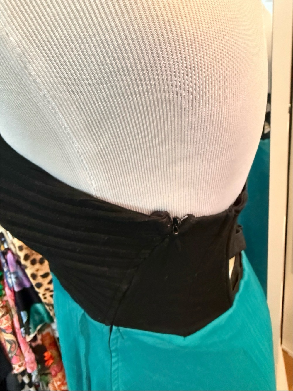 Ya Los Angeles Strapless Black & Teal High-Low Dress size medium - Picture 7 of 11